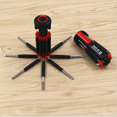 8-in-1 Screwdriver with Light Combination Set Multifunctional Manual Screwdriver with Led Light Combination Tool