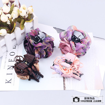 New grab with fashionable flowers to grab cloth tiara hair clip hair hair claw hair accessories