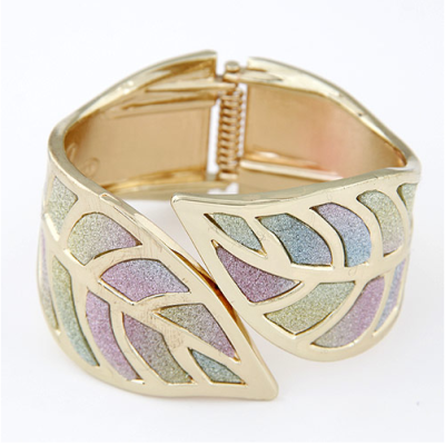 European and American Boutique High-Key Dignified Metal Frosted Leaf Bracelet