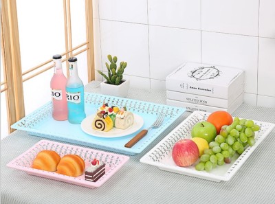 New plastic rectangular tray specifications carved hollow shelves placed disks portable table food tray