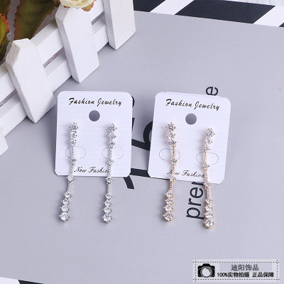 Place an order. Long luscious zircon earrings go with Long tassel earrings