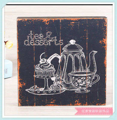 European and American creative wooden decoration wooden frame decoration cafe decoration
