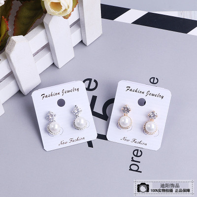 Earring earrings simple zircon anti-allergy pearl pendant Earring earrings