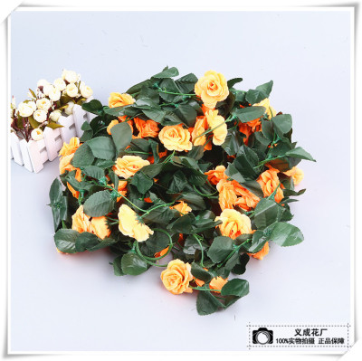Simulated rose rattan cane vine artificial flower silk flower air conditioning duct indoor wedding decoration.