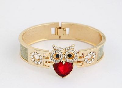 European fashion metal shiny gems OWL personality bracelet aliexpress
