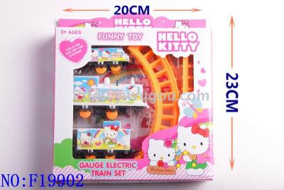 Children's toys, HELLO KITTY puzzle assembled together into building blocks rail cars girl toys