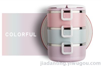 The stainless steel multi-layer insulated lunch box is a box of three layers of Japanese compartments.