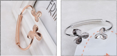 European and American fashion simple opening spring clover stretch bracelets rose gold bracelets