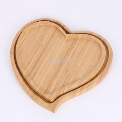 Large creative peach heart dinner plate, three sets of three tray hotel kitchen bamboo tableware