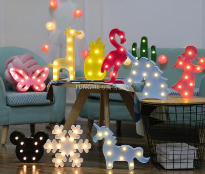 Led decorative lights flamingos pineapple fairy lights children's nightlights unicorn Christmas tree shaped lights