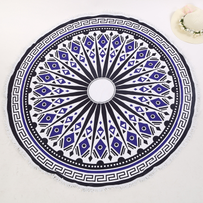 Foreign trade pure cotton super thick round beach towel yoga mat tassel towel cloth.