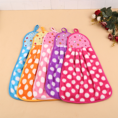 Lovely polka-dot super absorbent coral wool thickened towel toilet towel.