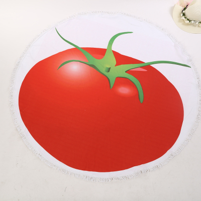 Tomato print tassel super large round beach cushion yoga mat beach mat.