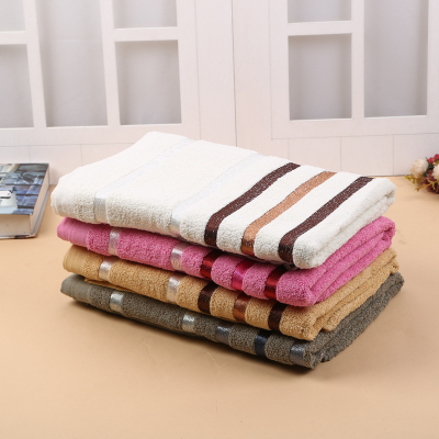 Color striped pure cotton non-twisted yarn thickened towel soft and comfortable suction towel.