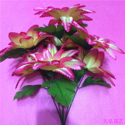 Top grade imitation flower plastic flower arrangement factory direct indoor decoration stage silk flower 7 thin rod big 