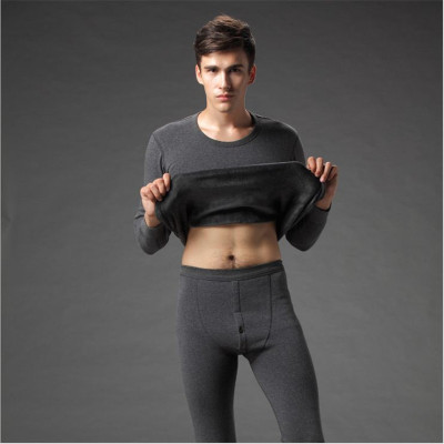 Men plus velvet thickening thermal underwear pure cotton plus velvet thickening winter youth long Johns set leggings