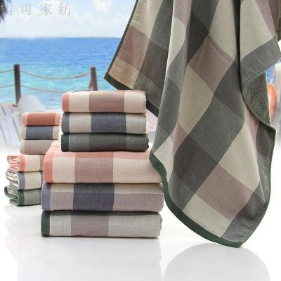 Japanese cloth towel cotton gauze Plaid thick absorbent towel gift