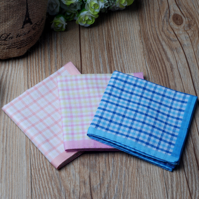 Parcel post [12] for pure cotton ladies handkerchief checked handkerchief time! Absorbent handkerchief 43 cm