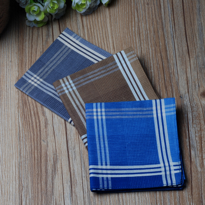 Parcel post [12] pure cotton men 's handkerchief dark handkerchief plaid time! Absorbent 43 cm square