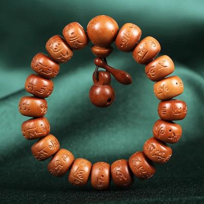 Authentic original color thunder split peach wood bucket beads hand string men and women's lovers to ward off evil fortune Buddha beads bracelet