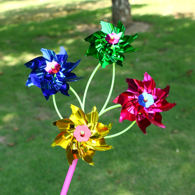 Four-wheel big flower windmill manufacturer wholesale children dazzle color windmill toy foreign trade advertising decoration windmill