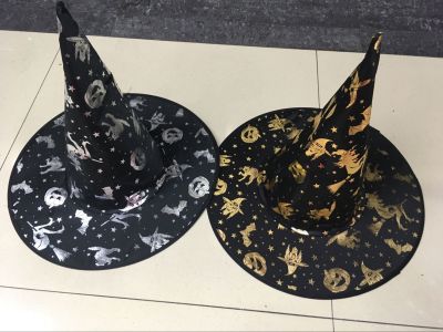 Double gold and silver hat costume party supplies Halloween supplies a variety of wizard hats witch hats