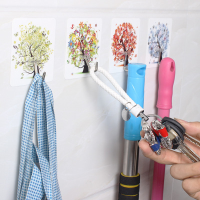 Retail 3D hook PVC home kitchen hook flower tree cartoon.