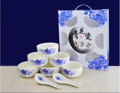 Jingdezhen business gift rice bowl meal plate surface bowl ceramic craft ceramic bowl tableware Nordic style tableware