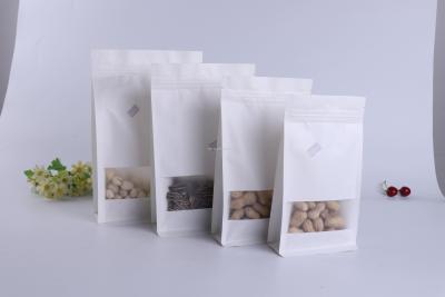 Eight-Side Seal Kraft Paper Bag White Kraft Paper Folding Folding Self-Sealing Zipper Food Nut Packaging