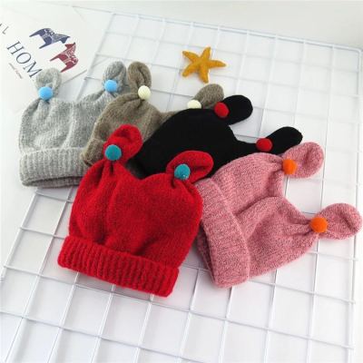 1 to 2 years old of autumn and winter, lovely girl child knitted warm wool hat for boys and girls.