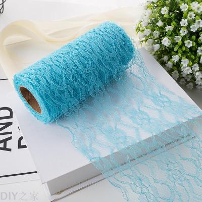 DIY free shear fabric 9 m solid color lace lace table runner Chair material volume handmade wedding decorations