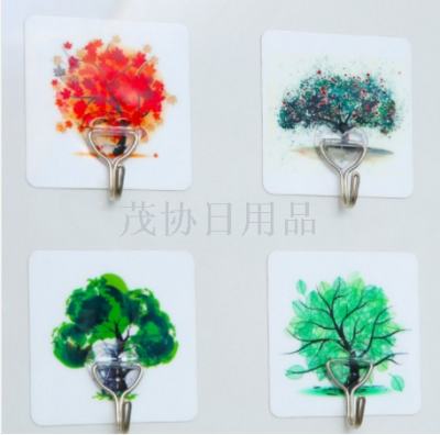 Magical Non-Marking Sticker Hook Waterproof Household Stainless Steel Hook Cartoon Tree Series TV TV Shopping