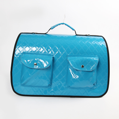 Quilted diamond shaped double pocket dog bag