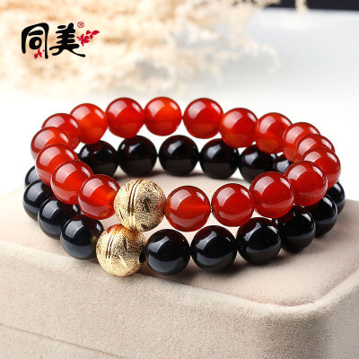 With beautiful crystal copper gold plated TRANS-natural Crystal beads natural agate bracelet bracelets wholesale couple 