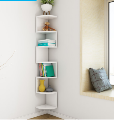 Corner wooden frame, creative partition, triangular bookshelf.