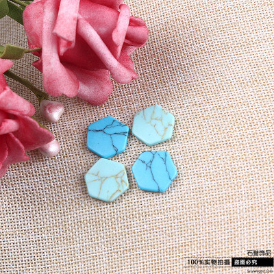 Turquoise hexagonal ring ring face diy hand fashion accessories scatter beads accessories accessories