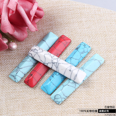 Turquoise oblong rectangle cut ring ring face diy popular accessories scatter bead accessories accessories