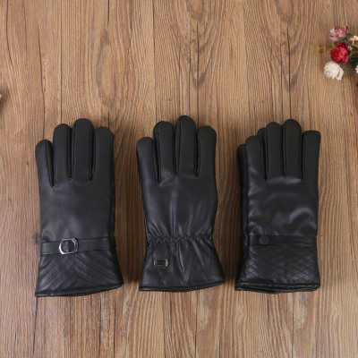 Leather gloves with warm, warm and waterproof outdoor gloves.