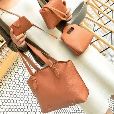 2017 fashion trend of foreign trade, European and American four-piece women's bag, single shoulder, simple big bag, portable, slanted bag