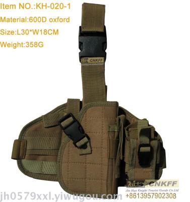 Tactical leg dog with outdoor leg bag.