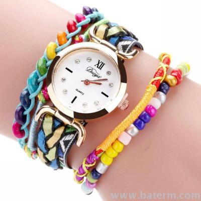 Aliexpress explosions ethnic color woven beaded bracelet fashion watch schoolgirls watch quartz watch