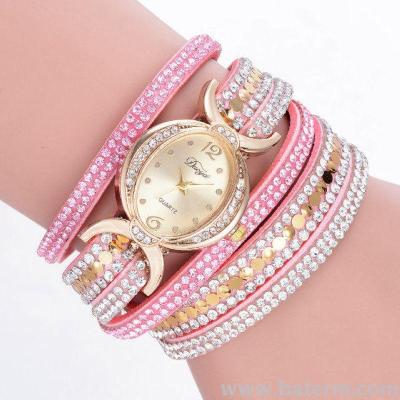 Korean fashionable hot diamonds South Korea down winding three-ring Bracelet Watch women