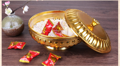 Creative plastic gold stamped base dried fruit snack boxes