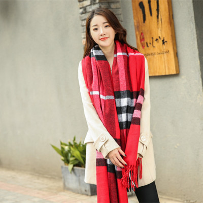 New Autumn and Winter Scarf Women's Korean-Style Cashmere Plaid Scarf Shawl Cape Dual-Use