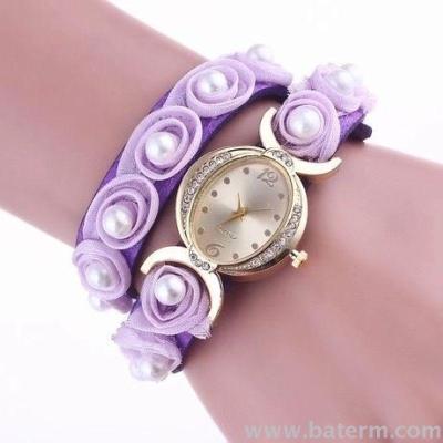 Aliexpress explosions fashion lace Pearl wrapped with two ladies Bracelet Watch quartz watch