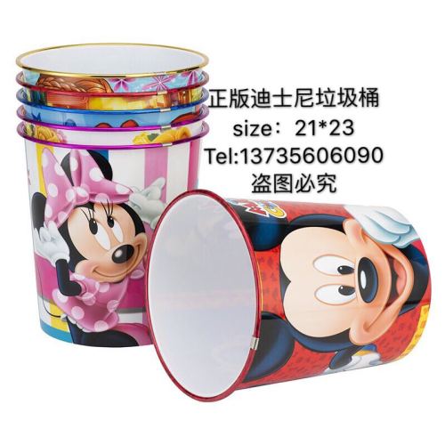 disney small round trash can mickey/minnie /winnie/princess/racing story