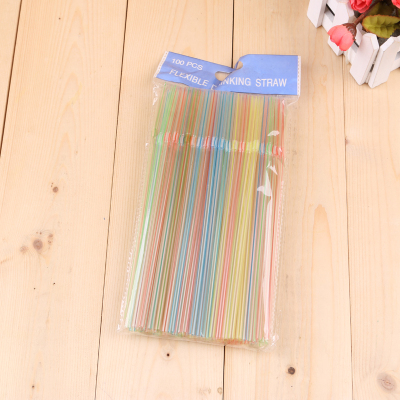 Factory Direct Sales Disposable Color Transparent Straw DIY Flexible Straw