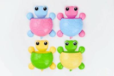 Creative plastic cartoon turtle suction toothbrush holder rack debris storage rack