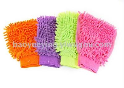 Microfiber chenille coral car wash gloves/dust/cleaning gloves gloves single