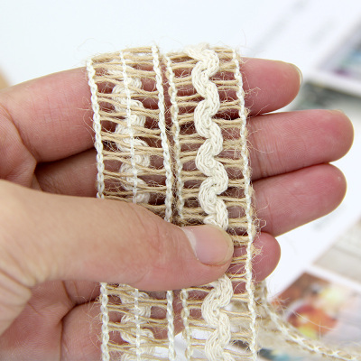 Factory direct wholesale cut cotton lace flat linen decorative materials accessories handmade hemp rope